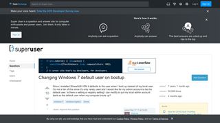 Changing Windows 7 default user on bootup - Super User