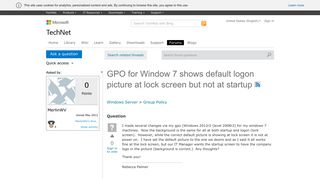 GPO for Window 7 shows default logon picture at lock screen but ...