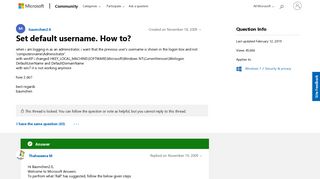 Set default username. How to? - Microsoft Community