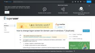 login - how to change logon screen for domain user in windows 7 ...
