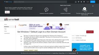 Set Windows 7 Default Login to a Non Domain Account - Server Fault