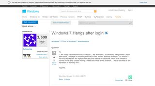 Windows 7 Hangs after login - Microsoft
