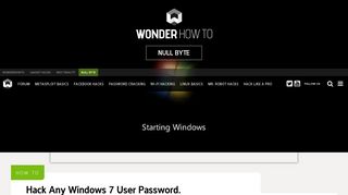 How to Hack Any Windows 7 User Password. « Null Byte ...