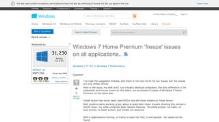 Windows 7 Home Premium 'freeze' issues on all applications ...