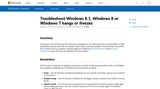 Troubleshoot Windows 8.1, Windows 8 or Windows 7 hangs or freezes