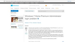Windows 7 Home Premium Administrator login problem - Microsoft
