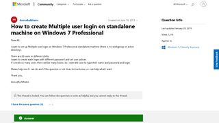 How to create Multiple user login on standalone machine on Windows ...