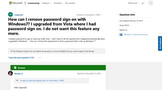 How can I remove password sign on with Windows7? I upgraded from ...