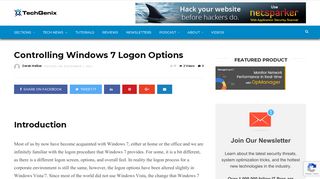 Controlling Windows 7 Logon Options - TechGenix