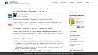 Windows 7 Password not Working, How to Fix it?
