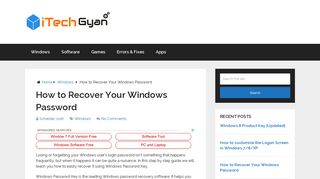 How to Recover Your Windows Password - iTechgyan