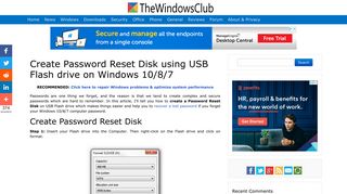 Create Password Reset Disk using USB Flash drive on Windows 10/8/7