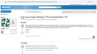 how to logon Windows 7 Pro as administrator ? - Microsoft