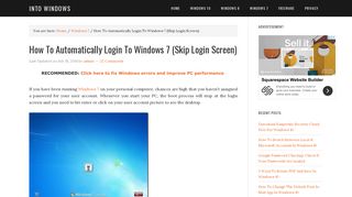 How To Automatically Login To Windows 7 (Skip Login Screen)