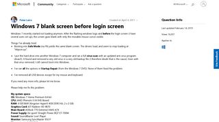 Windows 7 blank screen before login screen - Microsoft Community