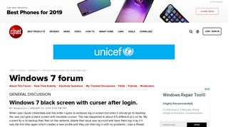 Windows 7 black screen with curser after login. - Forums - CNET