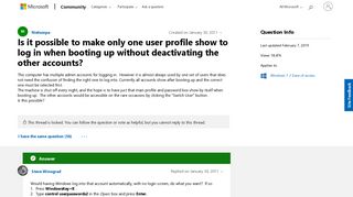 Is it possible to make only one user profile show to log in when ...