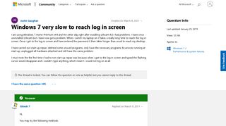 Windows 7 very slow to reach log in screen - Microsoft Community