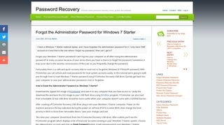Forgot the Administrator Password for Windows 7 Starter | Password ...