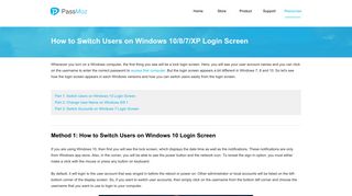 How to Switch Users on Windows 10/8/7/XP Login Screen | PassMoz