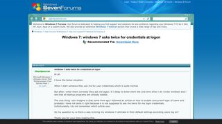 windows 7 asks twice for credentials at logon - Windows 7 Help Forums