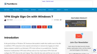 VPN Single Sign On with Windows 7 - TechGenix