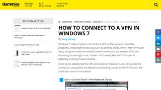 How to Connect to a VPN in Windows 7 - dummies