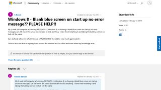 Windows 8 - Blank blue screen on start up no error message ...