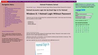 Windows 8.1 Hotmail Login Without Password Hotmail Account Sign In