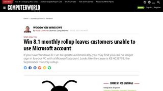 Win 8.1 monthly rollup leaves customers unable to use Microsoft account