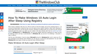 How To Make Windows 10 Auto Login After Sleep Using Registry