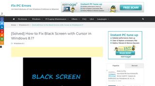 How To Fix Black Screen With Cursor In Windows 8.1 - Fix PC Errors