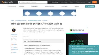 Blank Blue Screen After Login (Win 8) - Spiceworks General Support ...