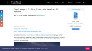 Top 7 Ways to Fix Blue Screen after Windows 10 Update | Driver Talent