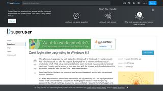 Can't login after upgrading to Windows 8.1 - Super User