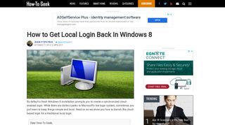 How to Get Local Login Back In Windows 8