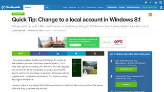 Quick Tip: Change to a local account in Windows 8.1 - TechRepublic