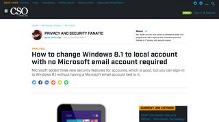 How to change Windows 8.1 to local account with no Microsoft email ...