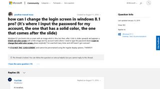 how can I change the login screen in windows 8.1 pro? - Microsoft ...