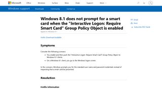 Windows 8.1 does not prompt for a smart card when the 