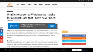 Unable to Logon to Windows as it asks for a Smart Card that I have ...