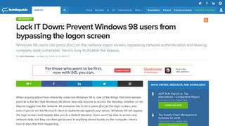 Lock IT Down: Prevent Windows 98 users from bypassing the logon ...