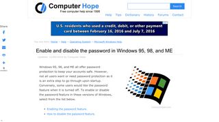 How to Enable or Disable the Password Prompt in Windows 95, 98 ...