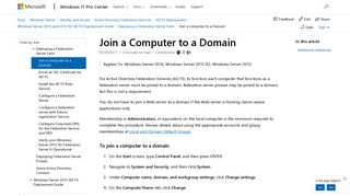 Join a Computer to a Domain | Microsoft Docs