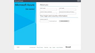 Your login and country information - Microsoft Azure