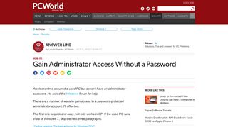 Gain Administrator Access Without a Password | PCWorld
