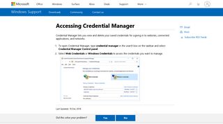 Accessing Credential Manager - Microsoft Support