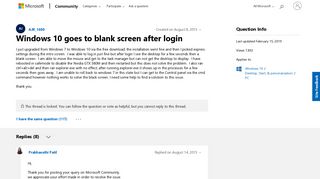 Windows 10 goes to blank screen after login - Microsoft Community