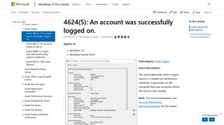 4624(S) An account was successfully logged on. (Windows 10 ...