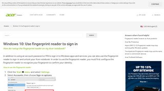 Windows 10: Use fingerprint reader to sign in - Answers - Acer